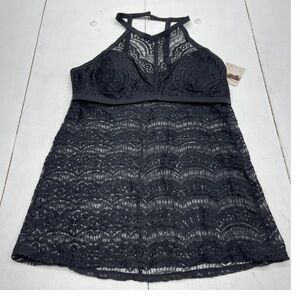 🟠NWT SMART & SEXY Hi-Neck Crochet Tankini Swim Top in Black 2X